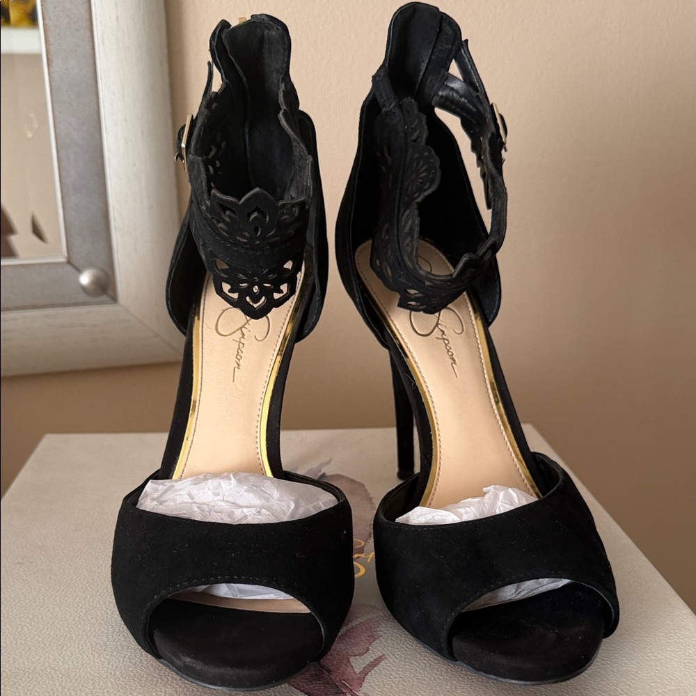 Jessica Simpson Black Peep-Toe Heels - Picture 3 of 5